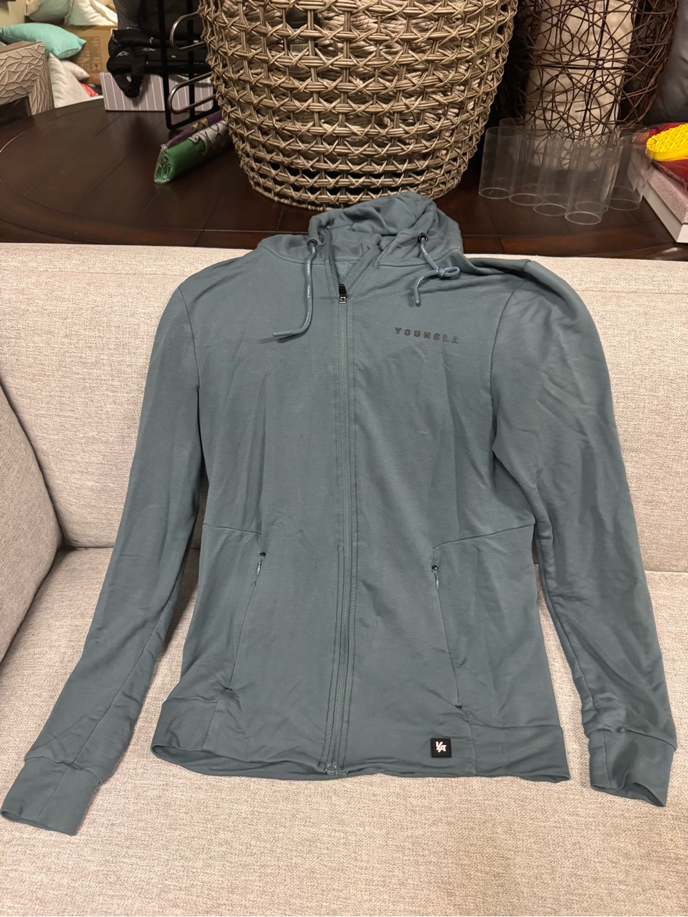 YoungLA Women's Zip-Up Hoodie in Slate Teal